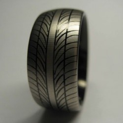 Tyre Tread Ring - Bronze & Black IP Plated Tungsten Ring