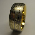 Tyre Tread Ring - Gold Plated Tungsten Ring & Etched Tread