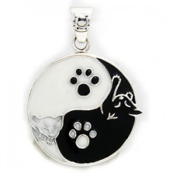 Yin Yang Cats (Sterling Silver and Enamel)